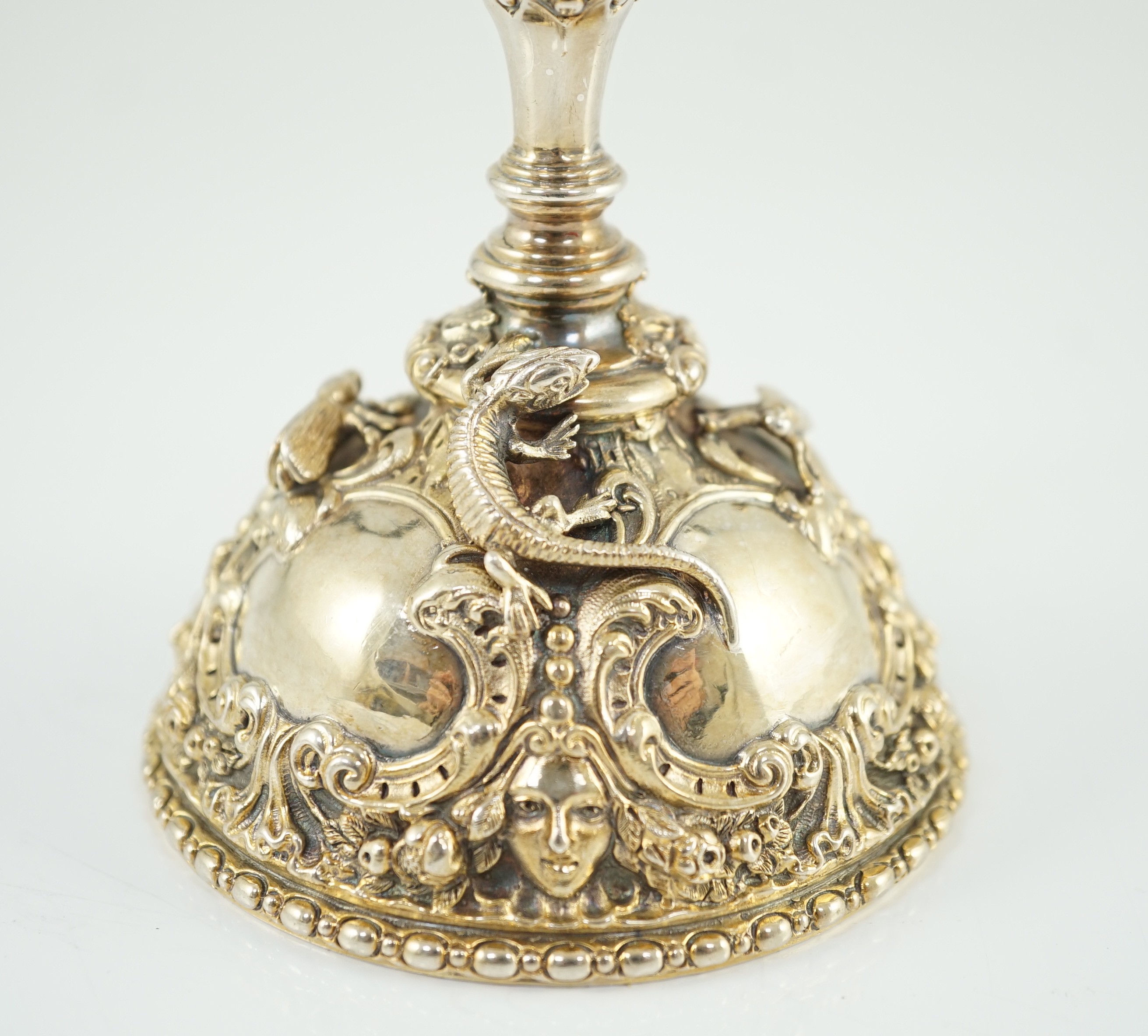 An Elizabeth II cast silver hand bell, by Garrard & Co.